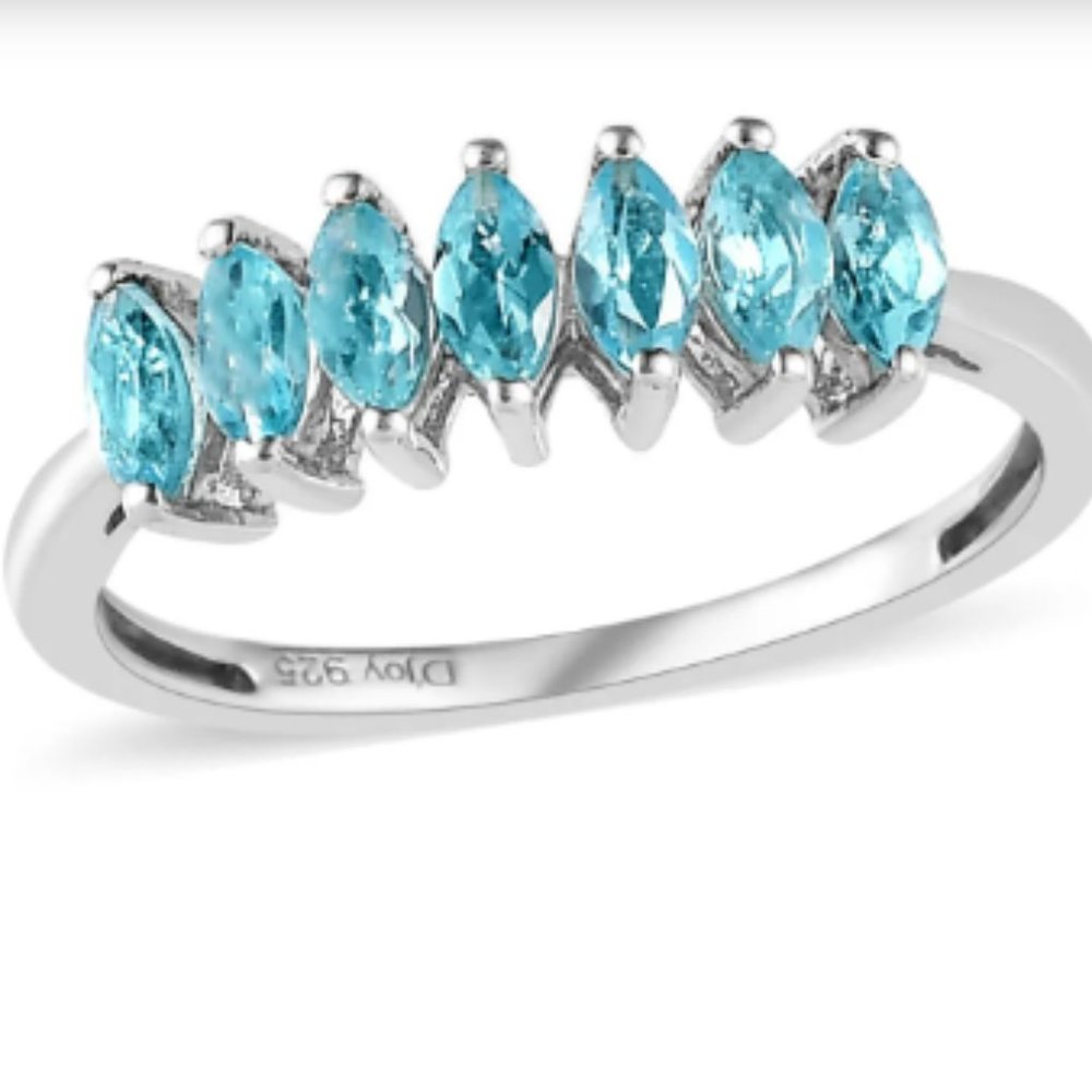 Madagascar Paraiba Apatite 7 Stone Ring